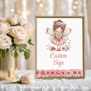 Charming Fairy Girl Blush Floral Birthday Custom   Poster