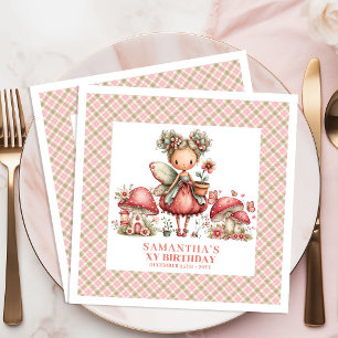 Charming Fairy Pink Floral Whimsical Party Birthda Paper Dinner Napkins