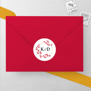 Charming Fall Leaf Monogram Wedding Classic Round Sticker