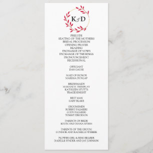Charming Fall Leaf Monogram Wedding Program