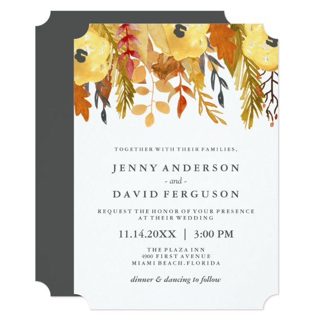 Charming Fall Watercolour Wedding Invitations