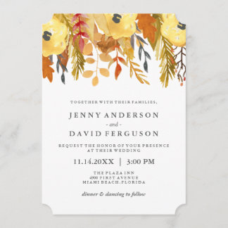 Charming Fall Watercolour Wedding Invitations