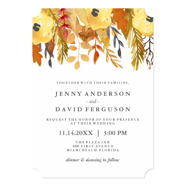Charming Fall Watercolour Wedding Invitations