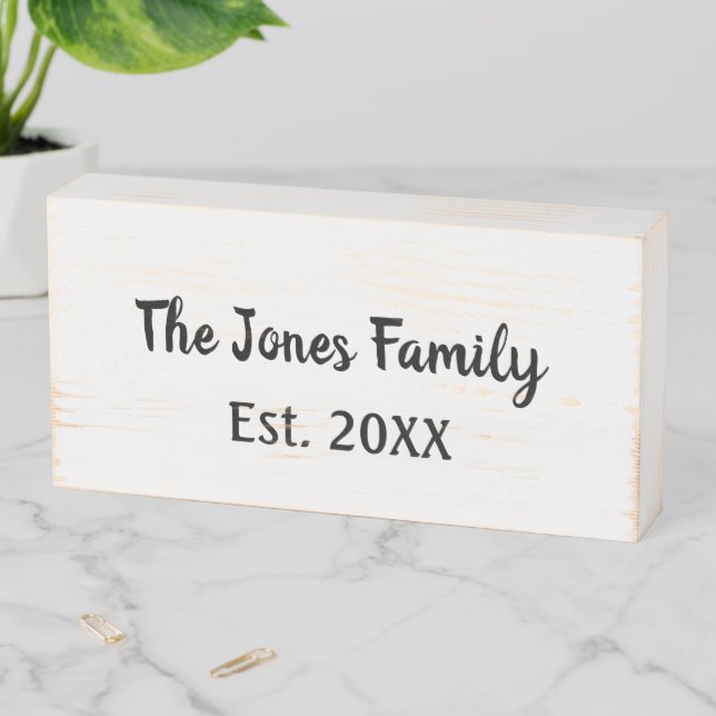 Charming Family Established Wooden Box Sign (In Situ Horizontal)