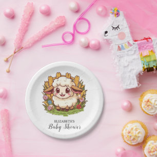 Charming Farmyard Sheep Baby Shower Paper Plates
