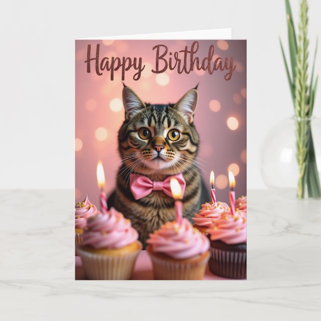 Charming Feline Party Card (Front)