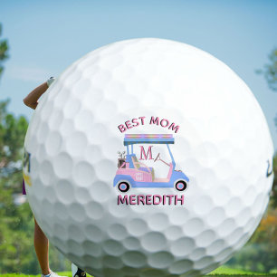 Charming Feminine Golf Cart Best Mom Monogram Name Golf Balls