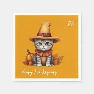Charming festive Thanksgiving Cat in Disguise Napkins
