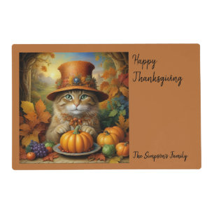 Charming festive Thanksgiving Cat in Disguise Placemat