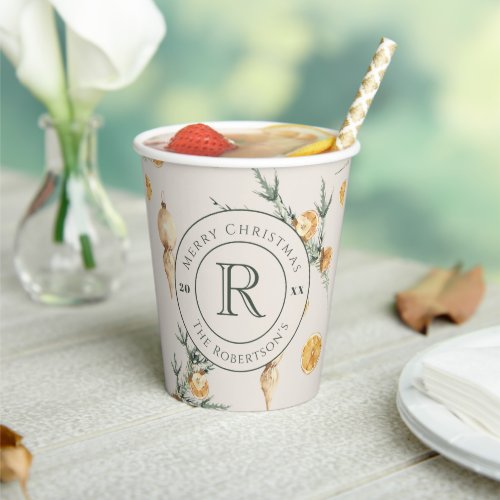 Charming Festive Warm Winter Monogram Paper Cups