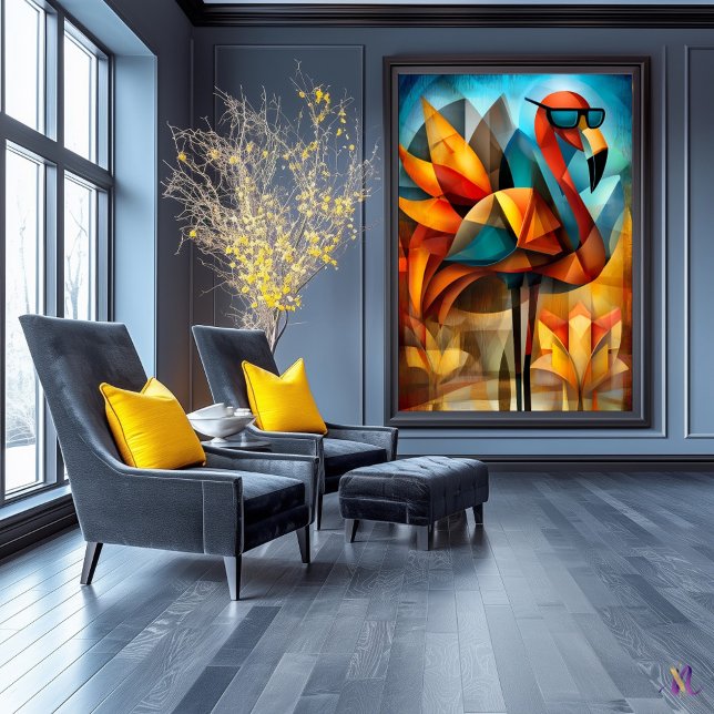 Charming Flamingo – Cubist Cool in Shades Poster (Creator Uploaded)