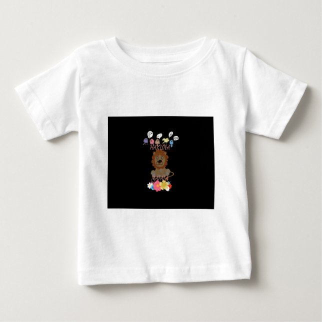 Charming "Flora and Fauna Hakuna Matata" Baby Lion Baby T-Shirt (Front)