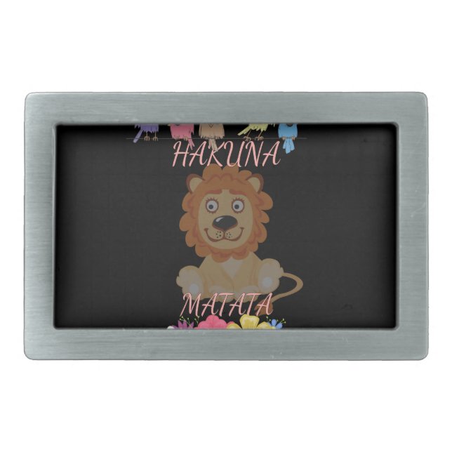 Charming "Flora and Fauna Hakuna Matata" Baby Lion Belt Buckle (Front)