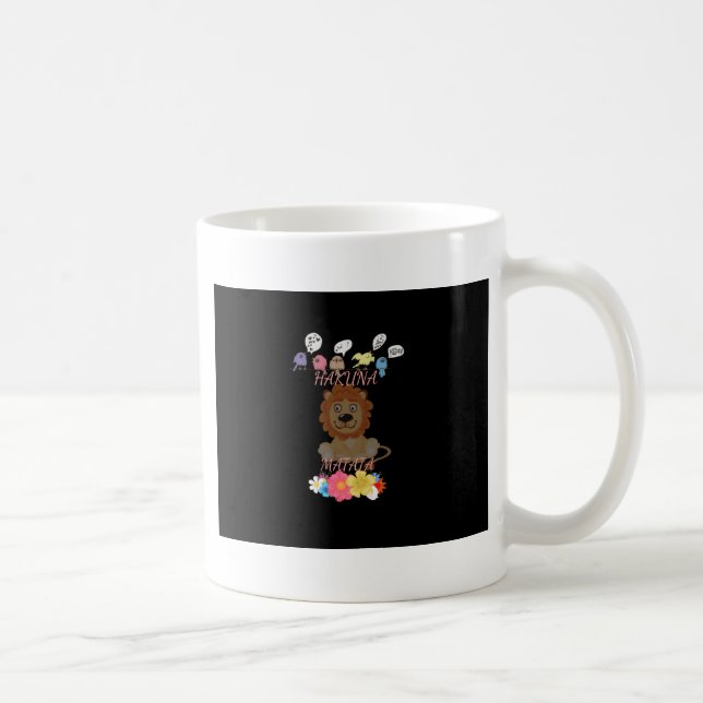 Charming "Flora and Fauna Hakuna Matata" Baby Lion Coffee Mug (Right)