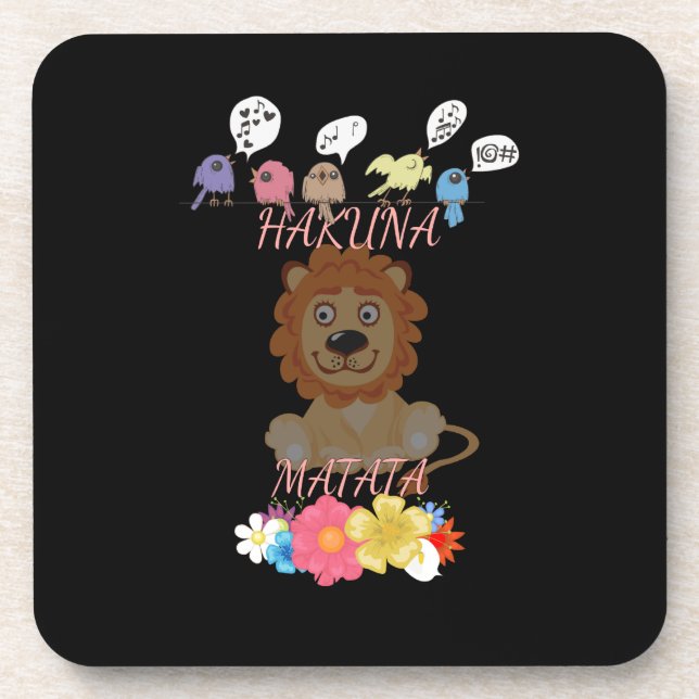 Charming "Flora and Fauna Hakuna Matata" Baby Lion Drink Coaster (Front)