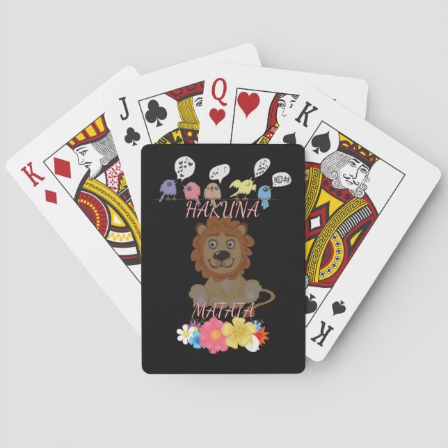 Charming "Flora and Fauna Hakuna Matata" Baby Lion Poker Cards (Back)