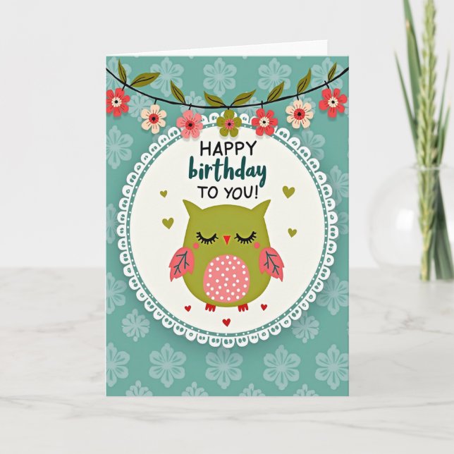 Charming Floral Birthday Card (Front)