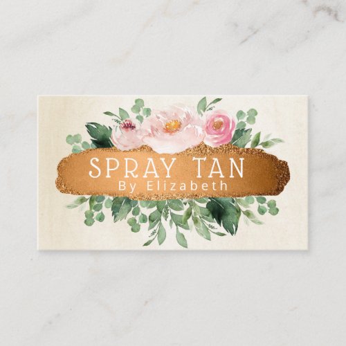 Charming Floral Bronze Mobile Spray Tan Business Card
