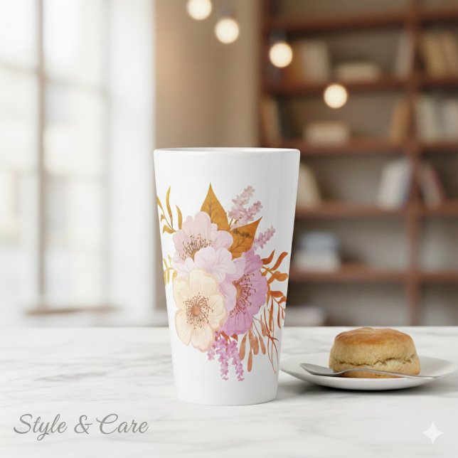 Charming Floral Fantasy Latte Mug Decorations (Floral Fantasy Latte Mug)