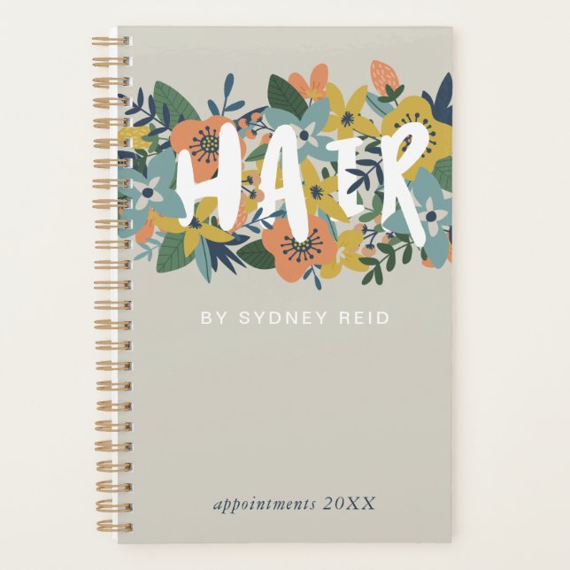 Charming Floral Hair Stylist Appointment Planner (Front)