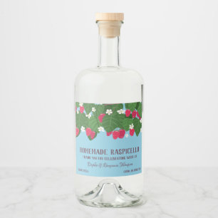 Charming Floral Raspberry Liqueur Thank You Liquor Bottle Label