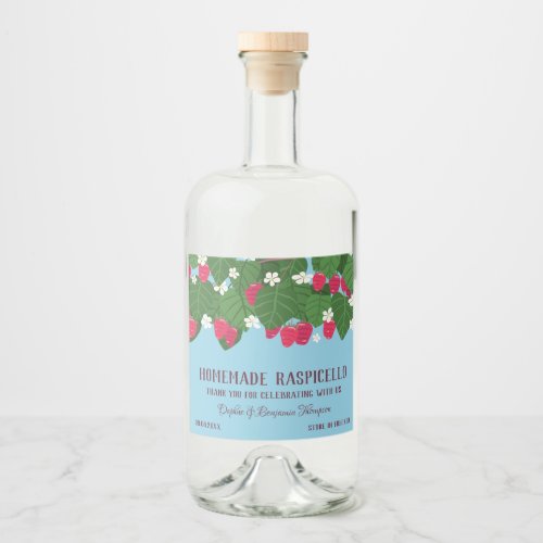 Charming Floral Raspberry Liqueur Thank You Liquor Bottle Label