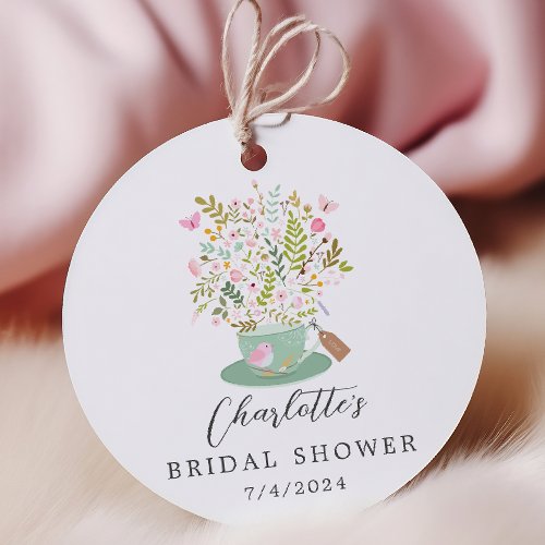 Charming Floral Tea Bridal Shower Favor Gift Tag