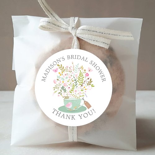 Charming Floral Tea Bridal Tea Party Sticker