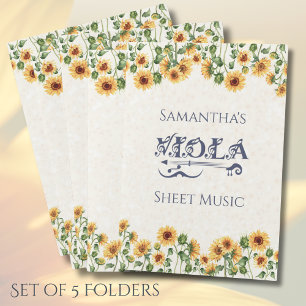 Charming Floral Viola Sheet Music File Folder Set