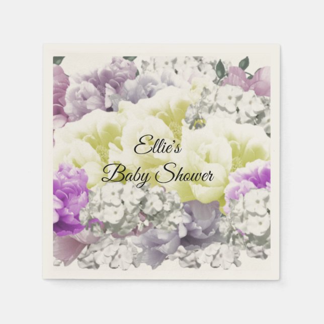 Charming Flower Bouquet Baby Shower Paper Napkins (Front)