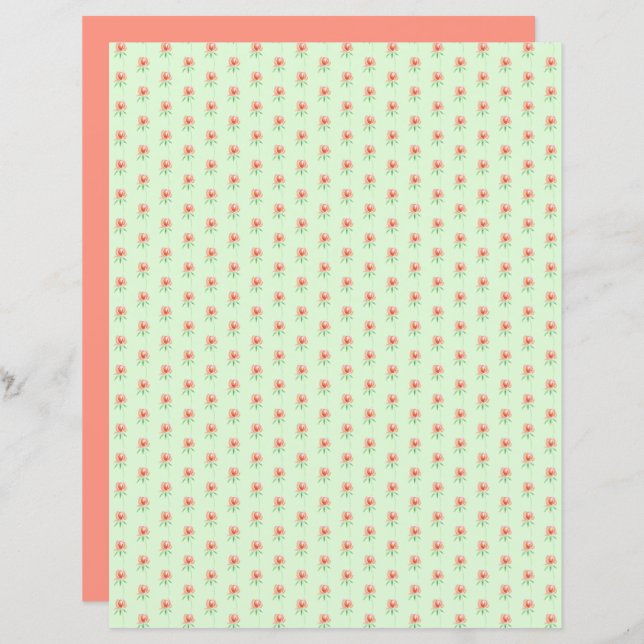 Charming Flower Buds on Green Paper Sheet (Front/Back)
