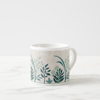 Charming Folk Botanical Teal Garden Art Espresso Cup