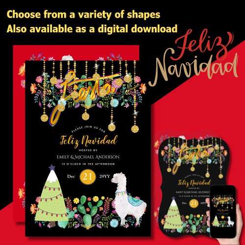 Charming Folksy Fiesta Feliz Navidiad Christmas  Invitation