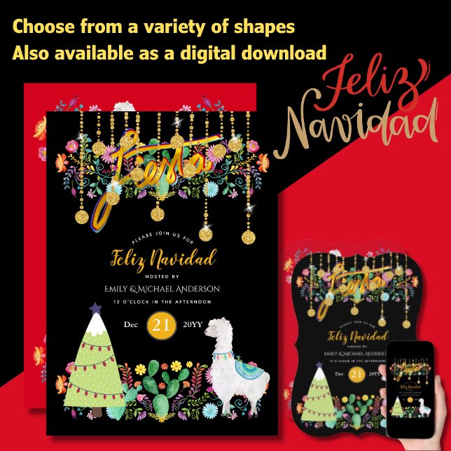 Charming Folksy Fiesta Feliz Navidiad Christmas  Invitation (Creator Uploaded)