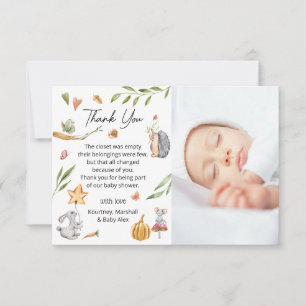 Charming Forest Animals Neutral Baby Shower Thank You Card
