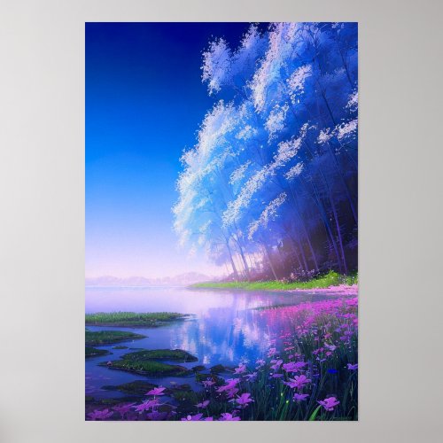 Charming Forest by the Peaceful Shore Poster
