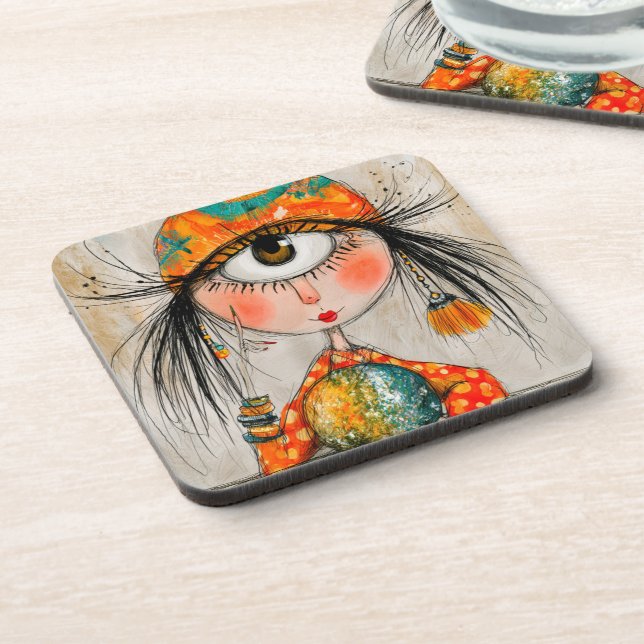 Charming Fortune Teller Cyclops Beverage Coaster (Left Side)