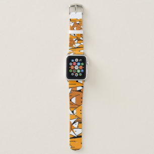 Charming Fox Family: Playful Animal Pattern Apple Watch Band