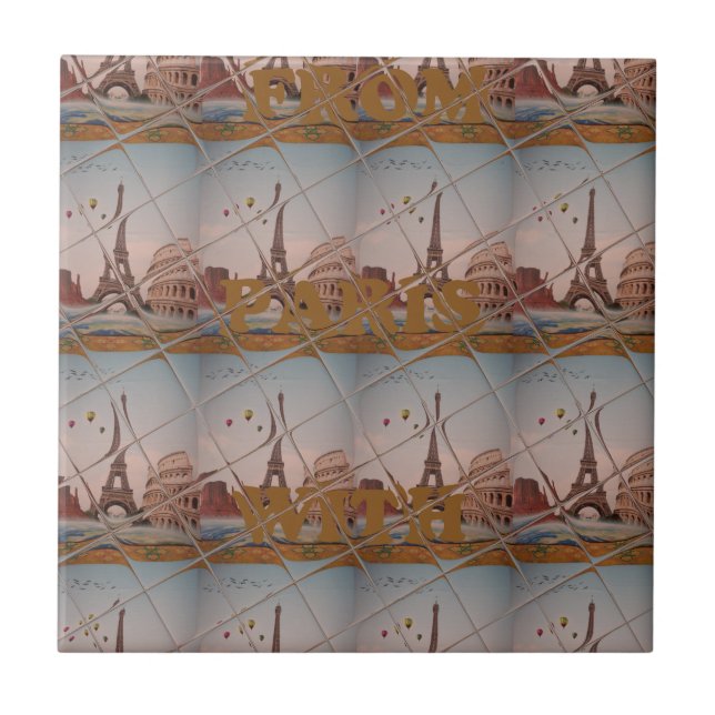  Charming From Paris With Love J'aime Paris Design Ceramic Tile (Front)