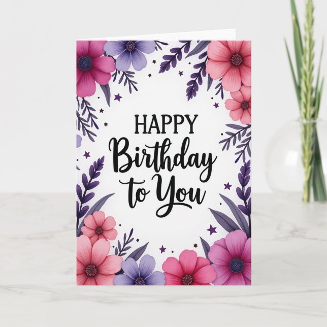 Charming Fuchsia Birthday Card (Front)