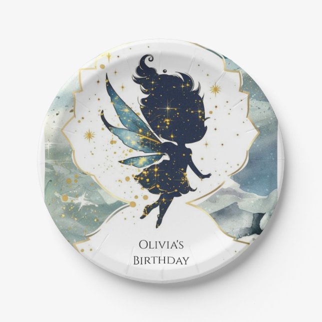 Charming Fun Fairy Birthday Paper Plates (Front)