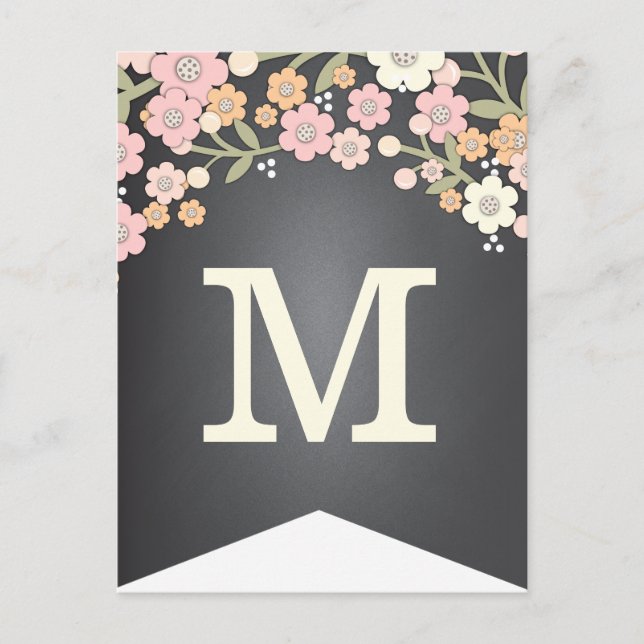 Charming Garden Floral Flag DIY Bunting Banner Postcard (Front)