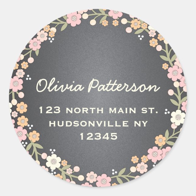 Charming Garden Floral Wreath Address Sticker (Front)