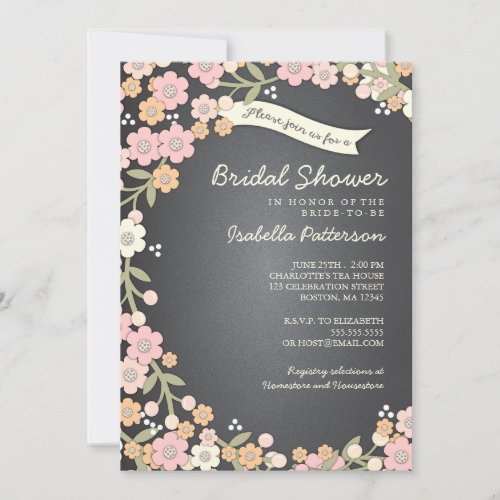 Charming Garden Floral Wreath Bridal Shower Personalized Invitation