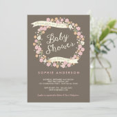 Charming Garden Floral Wreath Girl Baby Shower Invitation (Standing Front)