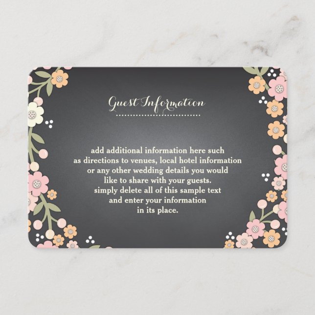 Charming Garden Floral Wreath II Wedding Info Card (Front)