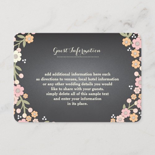 Charming Garden Floral Wreath II Wedding Info Card