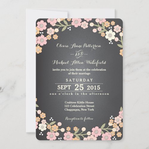 Charming Garden Floral Wreath II Wedding Custom Invitations
