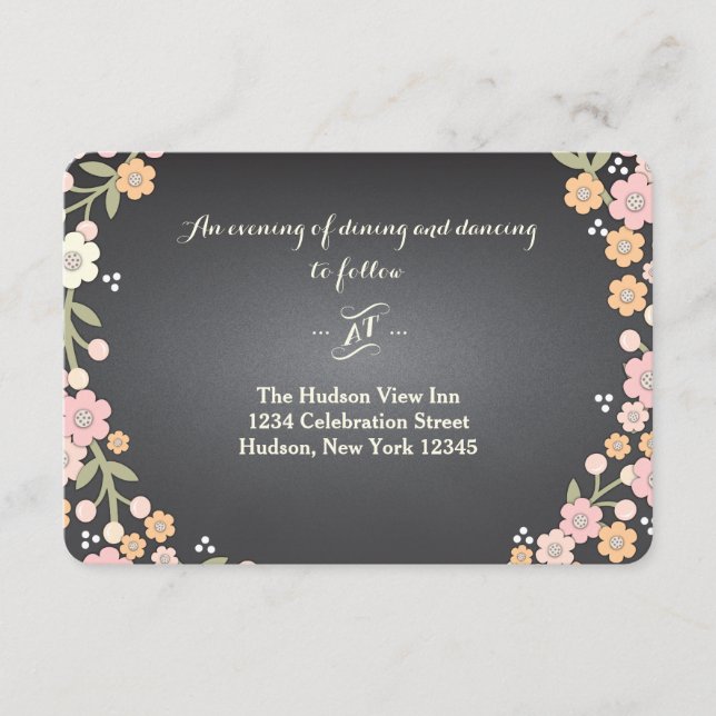 Charming Garden Floral Wreath II Wedding Reception Enclosure Card (Front)