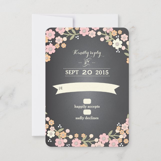 Charming Garden Floral Wreath II Wedding RSVP Card (Front)